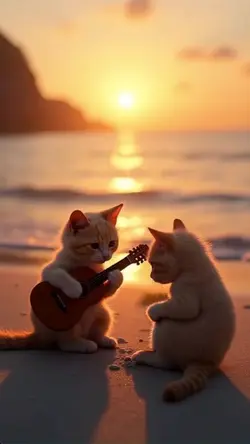Cat playing guitar 
