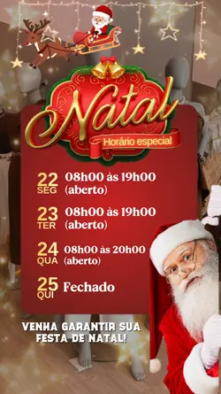Horários loja Natal