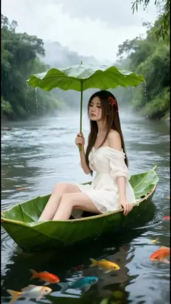 Leaf Boat in Rain