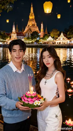 ลอยกระทงคู่ 2 รูป