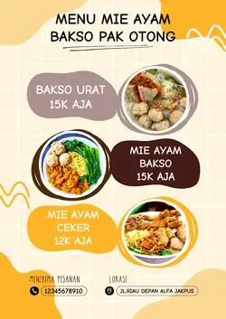 Menu mie ayam bakso