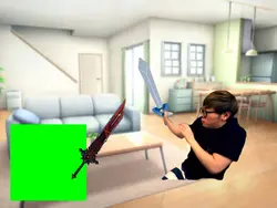 剣を使って戦うHIKAKIN