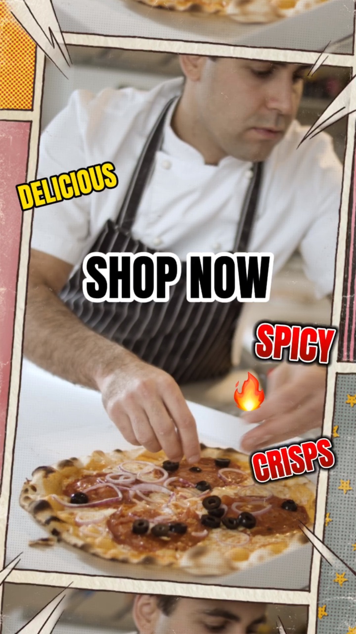 Pizza Lebensmittel Produkt Display Tiktok Stil