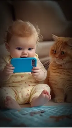 Funny cat & baby