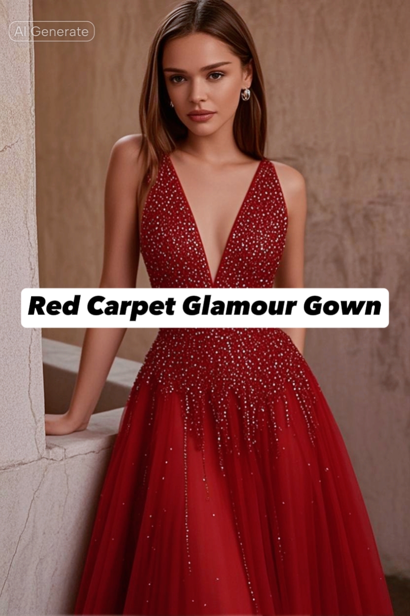 IA VESTIDO DE TAPETE VERMELHO 