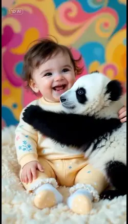 play with baby panda