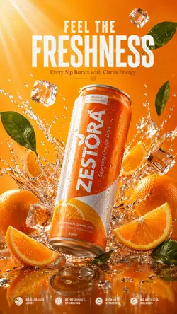 Floating Orange Soda Poster