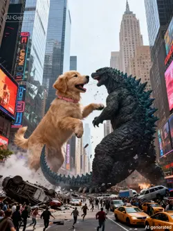 Dog vs Godzilla ai
