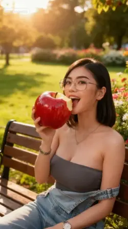 eating giant apple