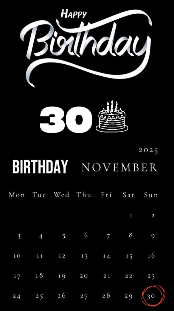 HBD 30 NOVEMBER 2025