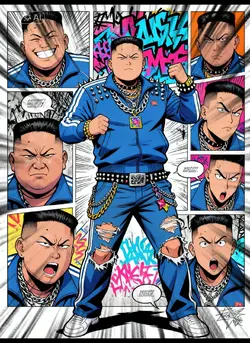 推しキャラをコミックパネルアートテンプレ