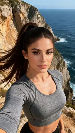 AI Windy Cliff Selfi