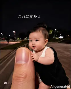 親指の赤ちゃん変身