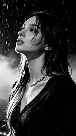 B&W rain photo