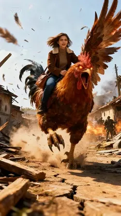 riding a rooster
