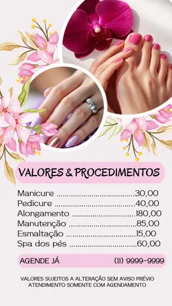 TABELA VALORES NAILS