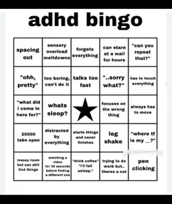 ADHD bingo