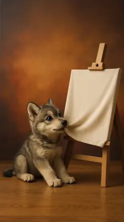 baby wolf canvas