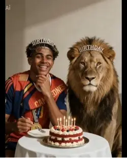 Lamine with lion