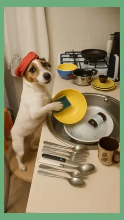 wash dishes doggie