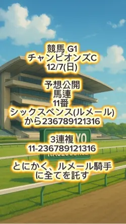 競馬G1チャンピオンズC予想公開
