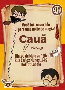 convite Harry potter