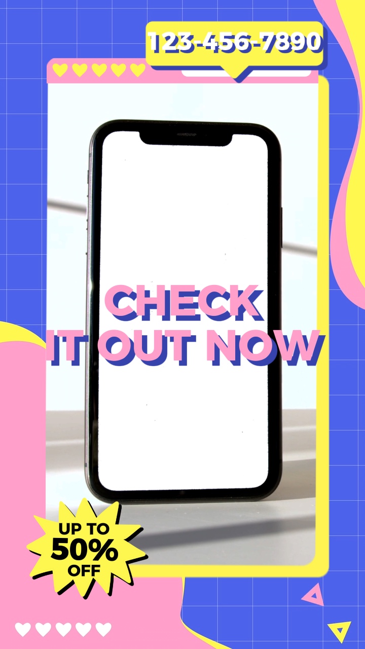 Estilo Memphis para teléfono móvil con pantalla.