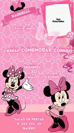 Convite Minnie Rosa