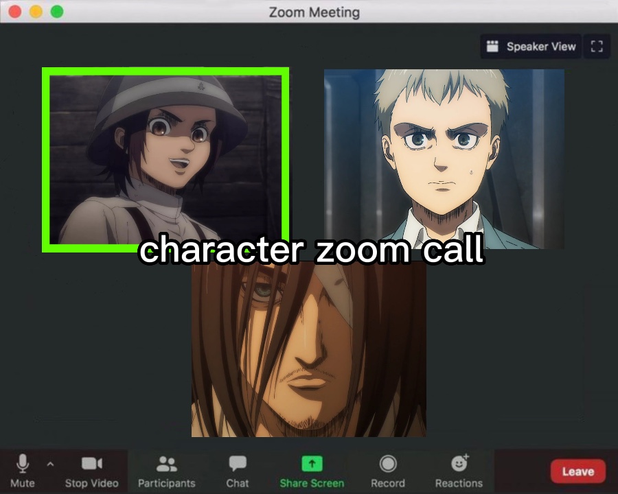 Llamada de zoom de personajes