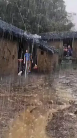 Rain in a village