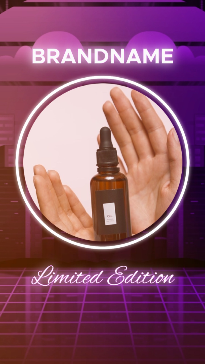 네온 스타일의 메이크업 제품 디스플레이
