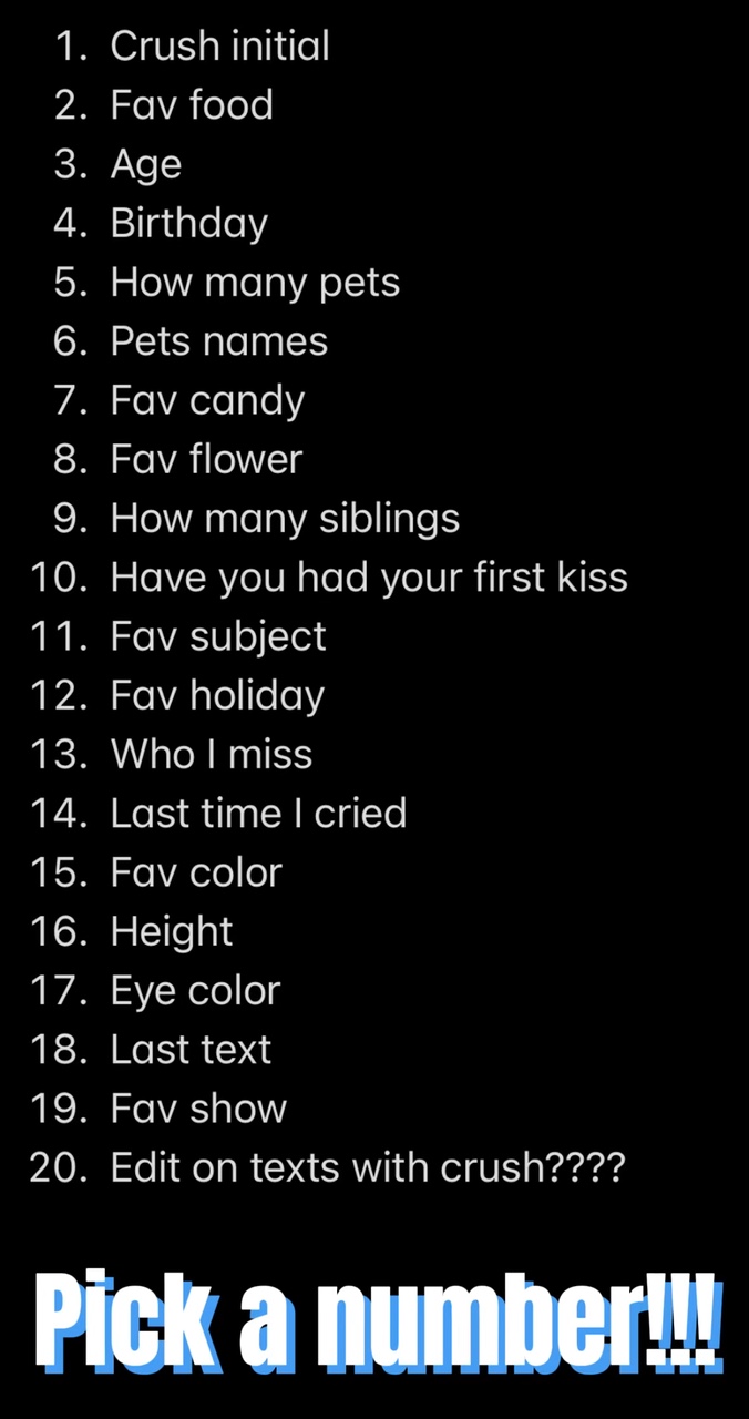 Pick a number!!!