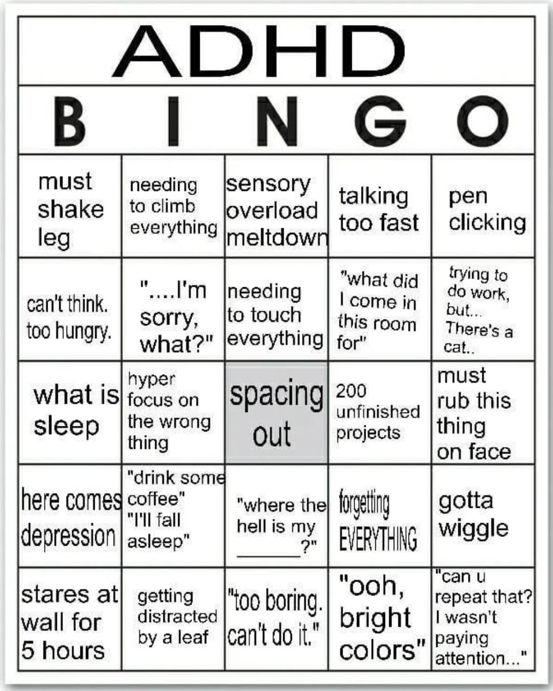ADHD bingo night
