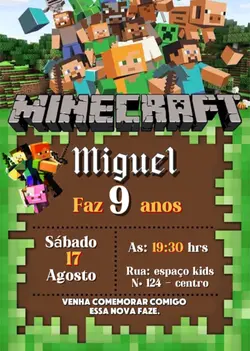 Convite minecraft 