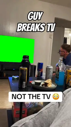 Guy breaks TV 