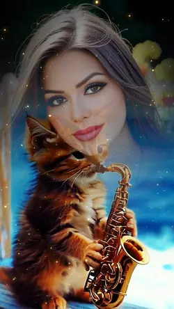 saxophone and cat
