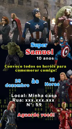 Convite Vingadores 