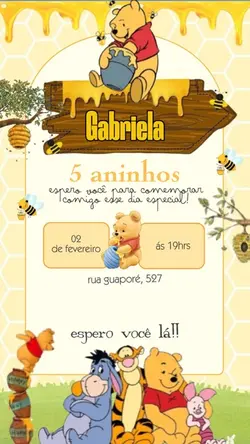 convite ursinho pooh