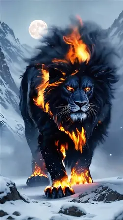 LION FIRE IN SNOW