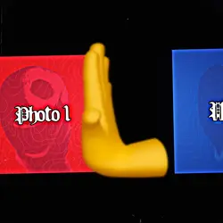 Hand pushes image