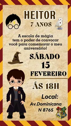 Convite Herry Poter