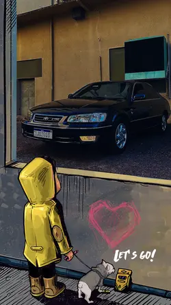 garoto olhando carro