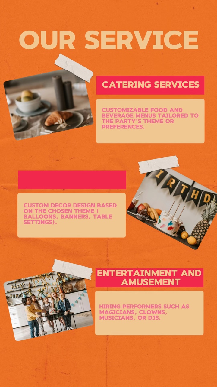 Orange Style Birthday Party Venue Provides Promotional Templates