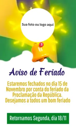 Aviso de Feriado 🏆