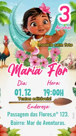 Convite Moana Baby
