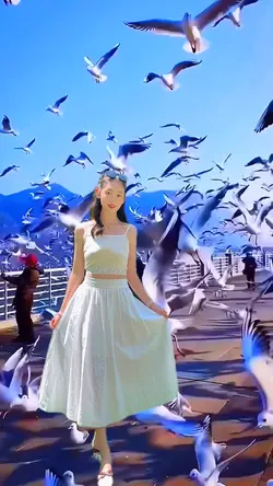 Flying seagull