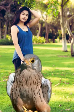 With bird 