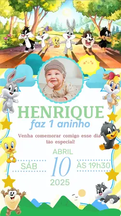 Convite Baby Looney