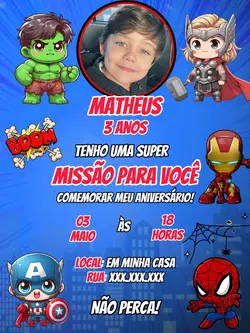 Convite Vingadores 