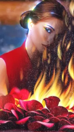 Flames petals rain